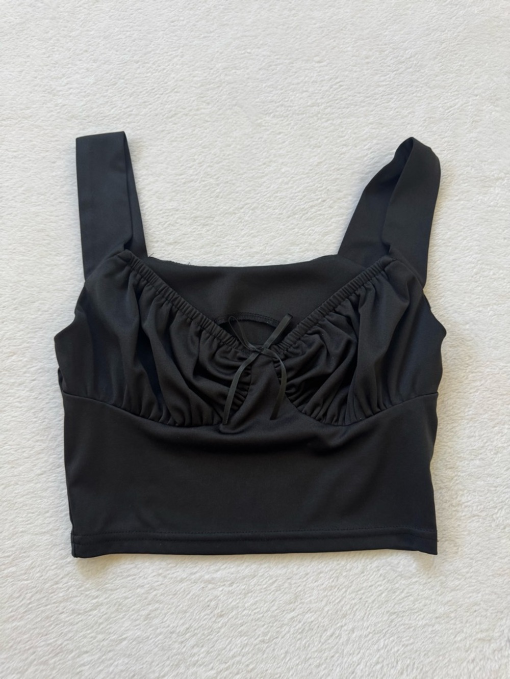 Y2K Black Ruched Front Crop Tank Top - Women
